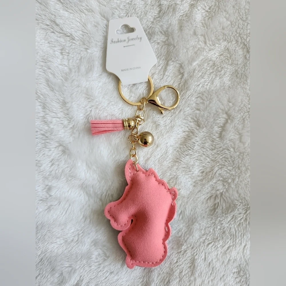 Colorful Rhinestone Unicorn Keychain with Gold Accents Bag Charm